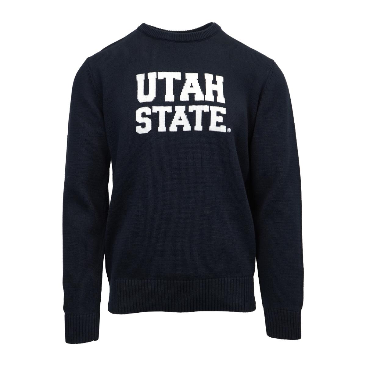 Very Rare! Vintage UTAH outlet State University Aggies Big Spell Out Embroidery Crewneck Blue Color Pullover Jumper Sweatshirt University Fashion